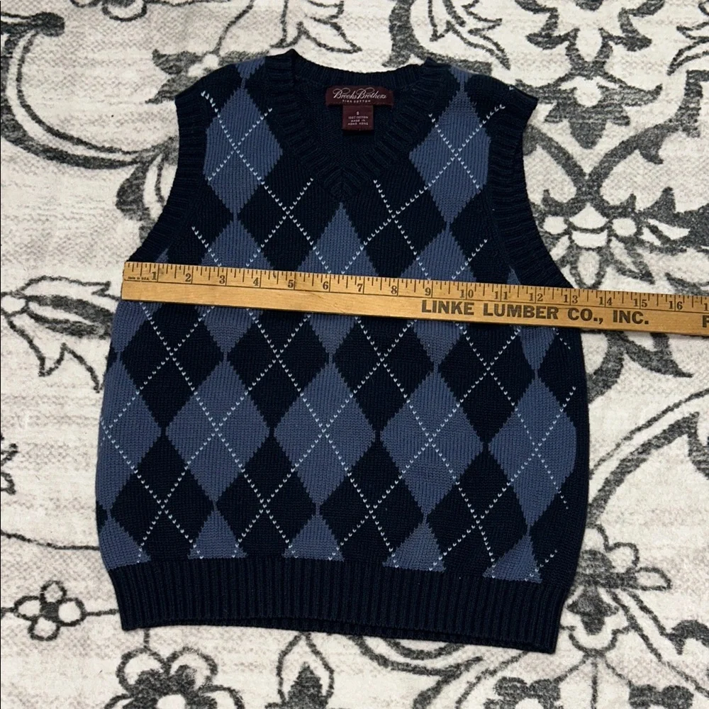 Brooks Brothers Boys‎ Argyle Sweater Vest Navy Blue Size Small